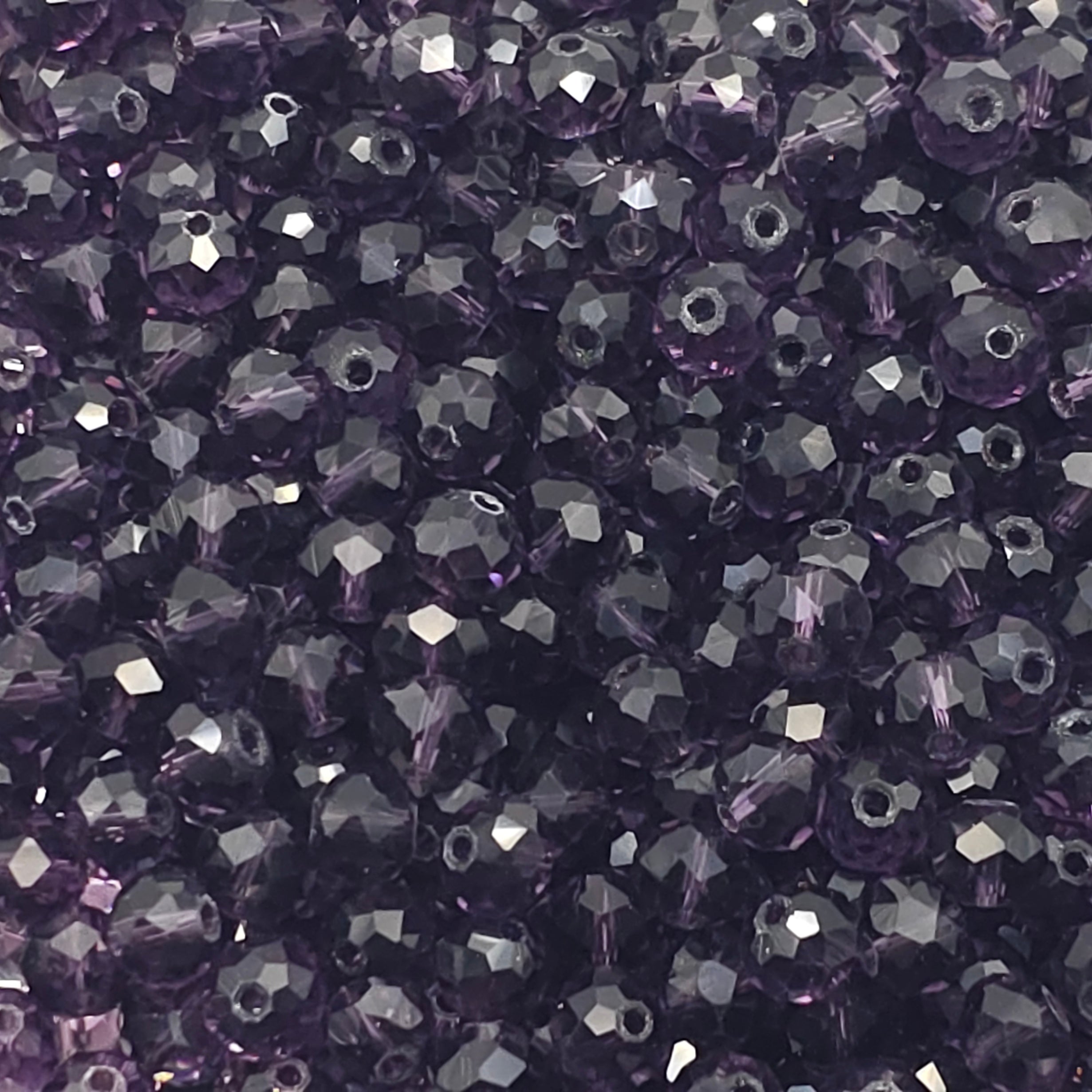 Medium Purple Faceted Crystal Glass Rondelle Beads