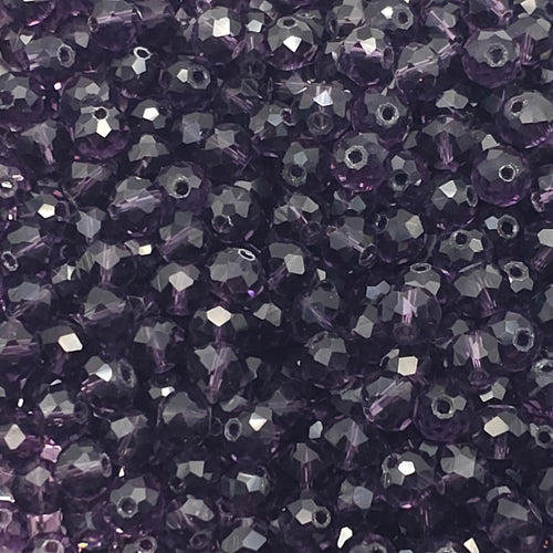 6mm Medium Purple Crystal Glass Rondelle Beads for Jewellery Making