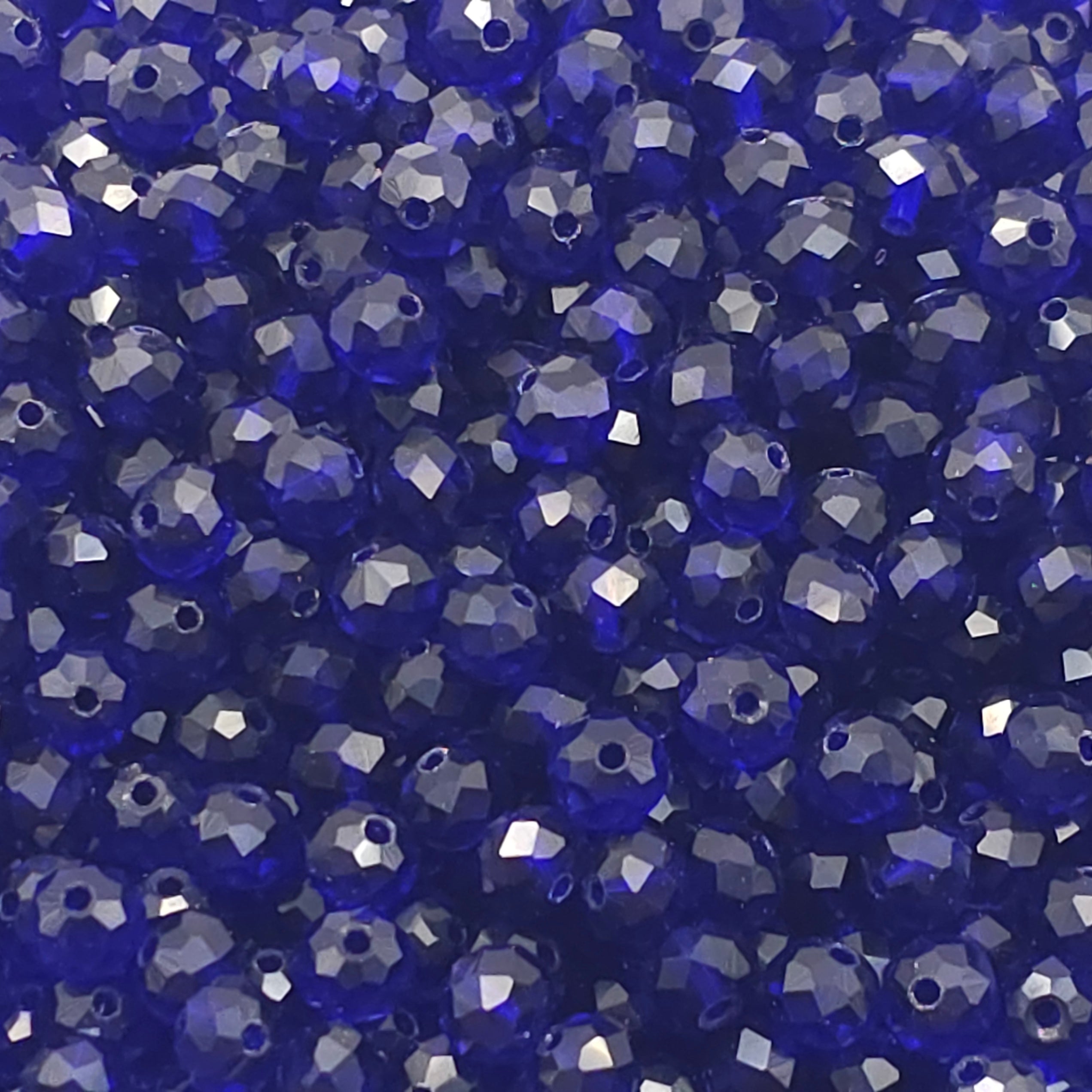 Blue Faceted Crystal Glass Rondelle Beads