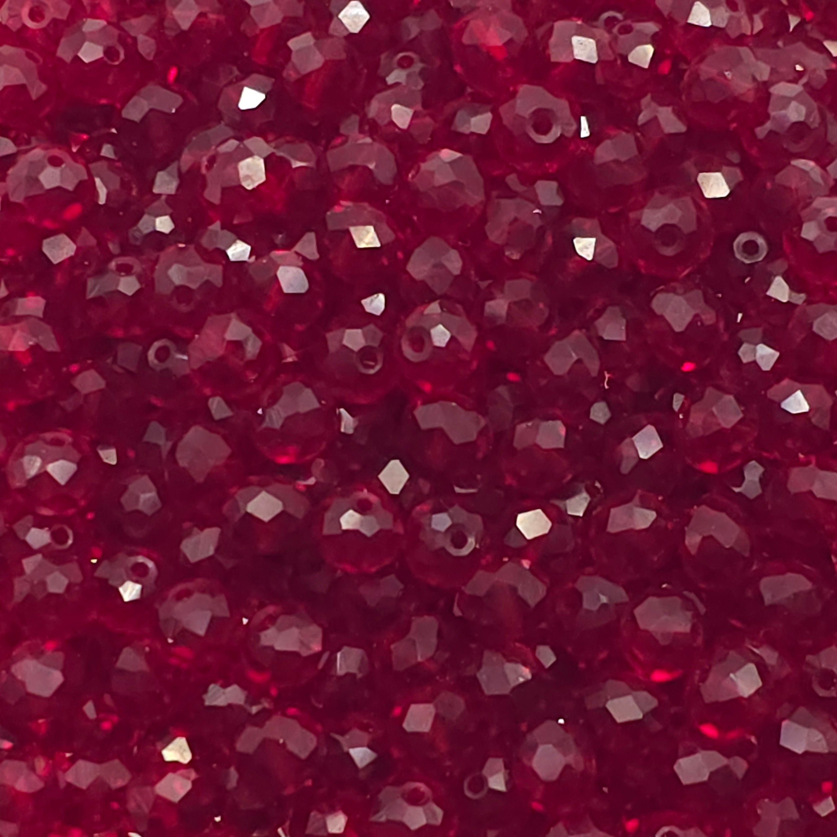 Fire Brick Faceted Crystal Glass Rondelle Beads