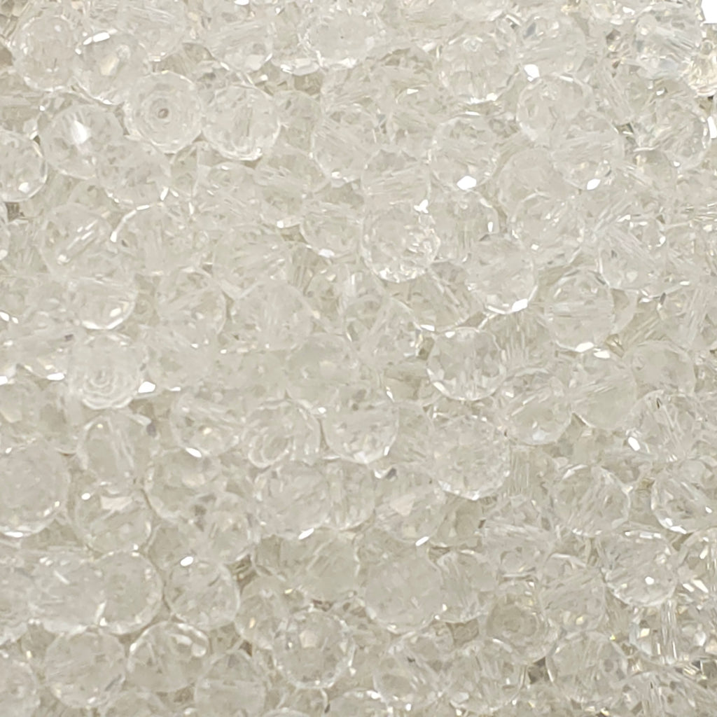 Clear Faceted Crystal Glass Rondelle Beads