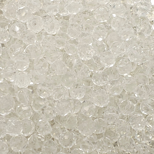 Clear Faceted Crystal Glass Rondelle Beads