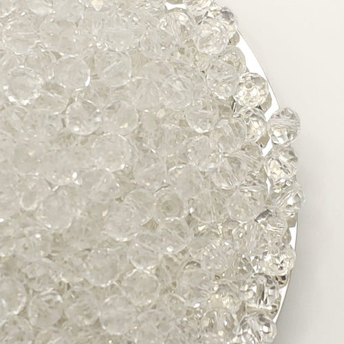Clear Faceted Crystal Glass Rondelle Beads