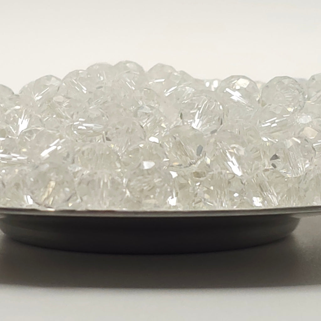 Clear Faceted Crystal Glass Rondelle Beads