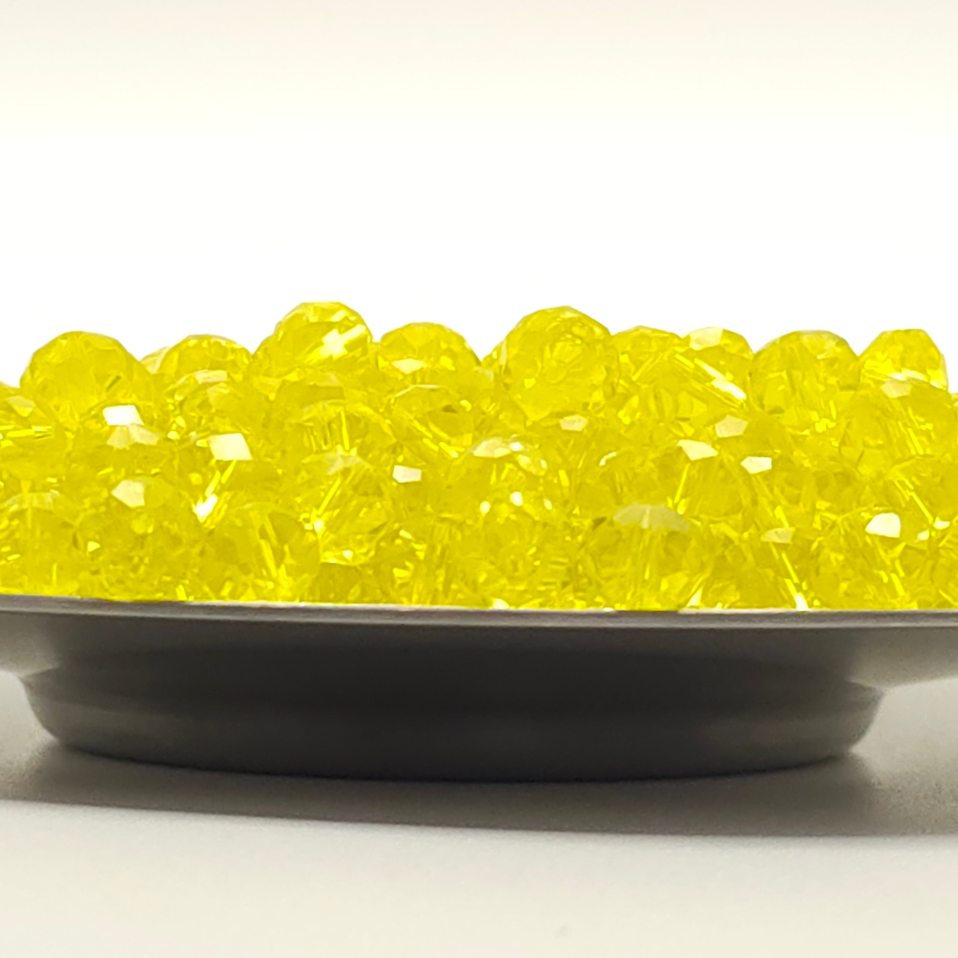 Bright Yellow Faceted Crystal Glass Rondelle Beads
