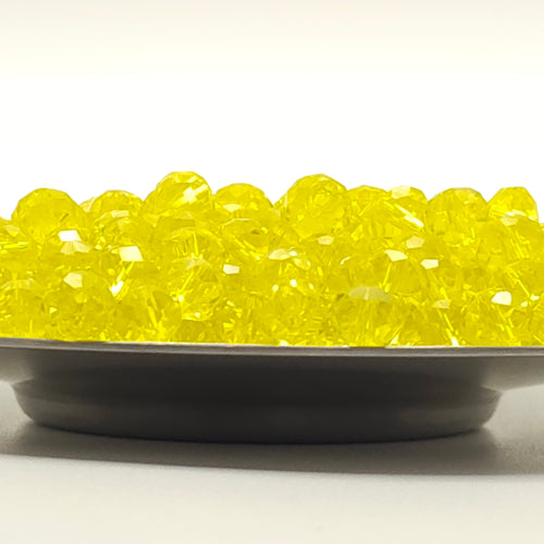 Bright Yellow Faceted Crystal Glass Rondelle Beads