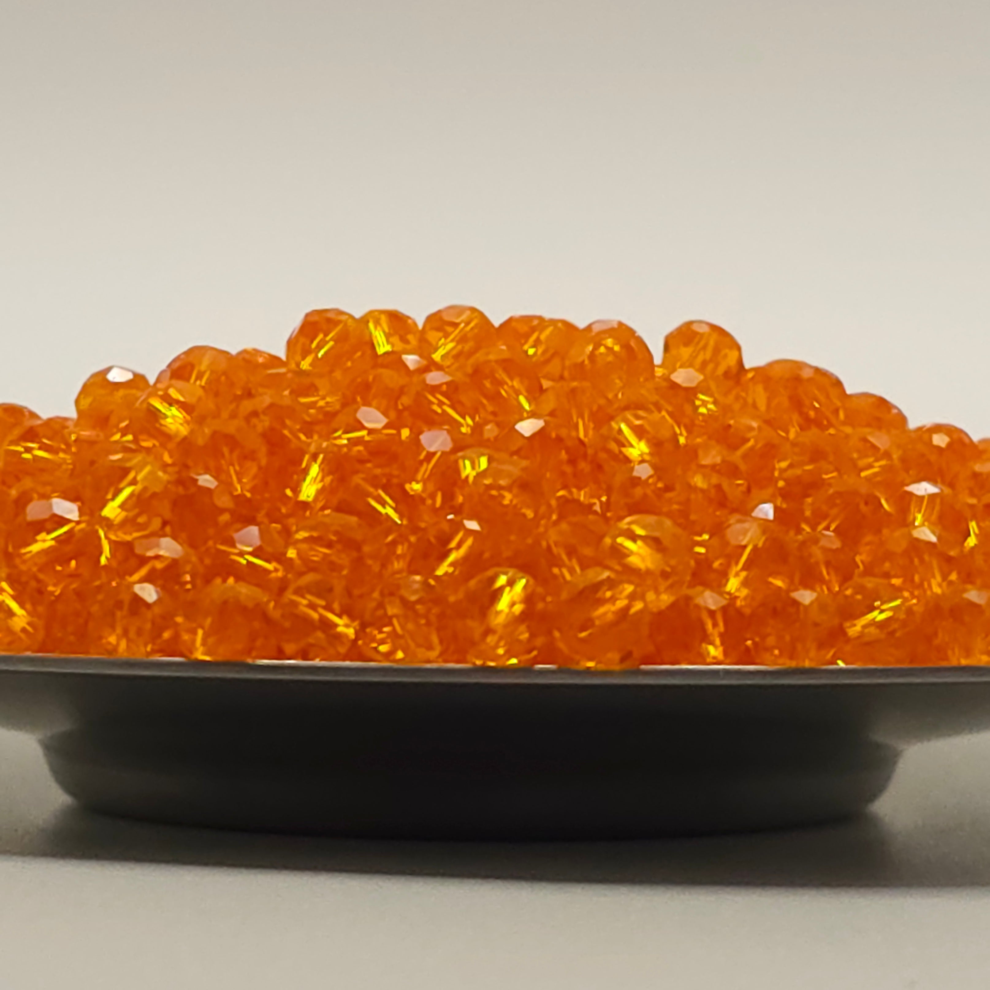 Dark Orange Faceted Crystal Glass Rondelle Beads