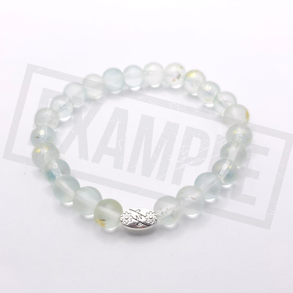 Azure frosted glass bead bracelet with a matte finish. Bright, fresh and perfect for vibrant handmade jewellery.
