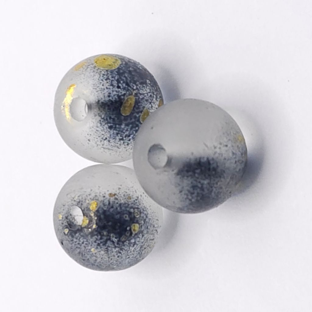 Black frosted glass beads with a smooth matte finish. Sleek, modern and perfect for elegant handmade jewellery.