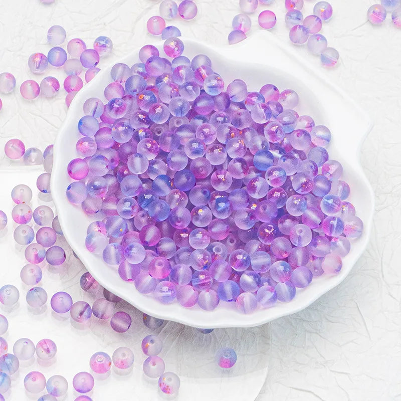 Blue‑Purple frosted glass beads with a matte finish. Soft, dreamy and perfect for elegant handmade jewellery.