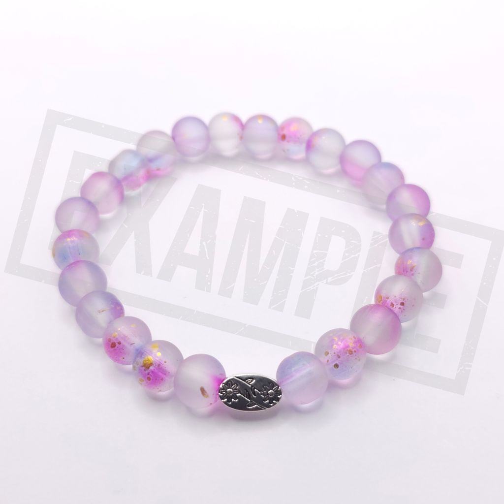 Blue‑Purple frosted glass bead bracelet with a matte finish. Soft, dreamy and perfect for elegant handmade jewellery.