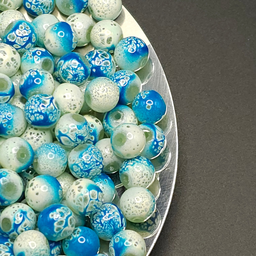 Cyan Premium Painted Glossy Glass Beads
