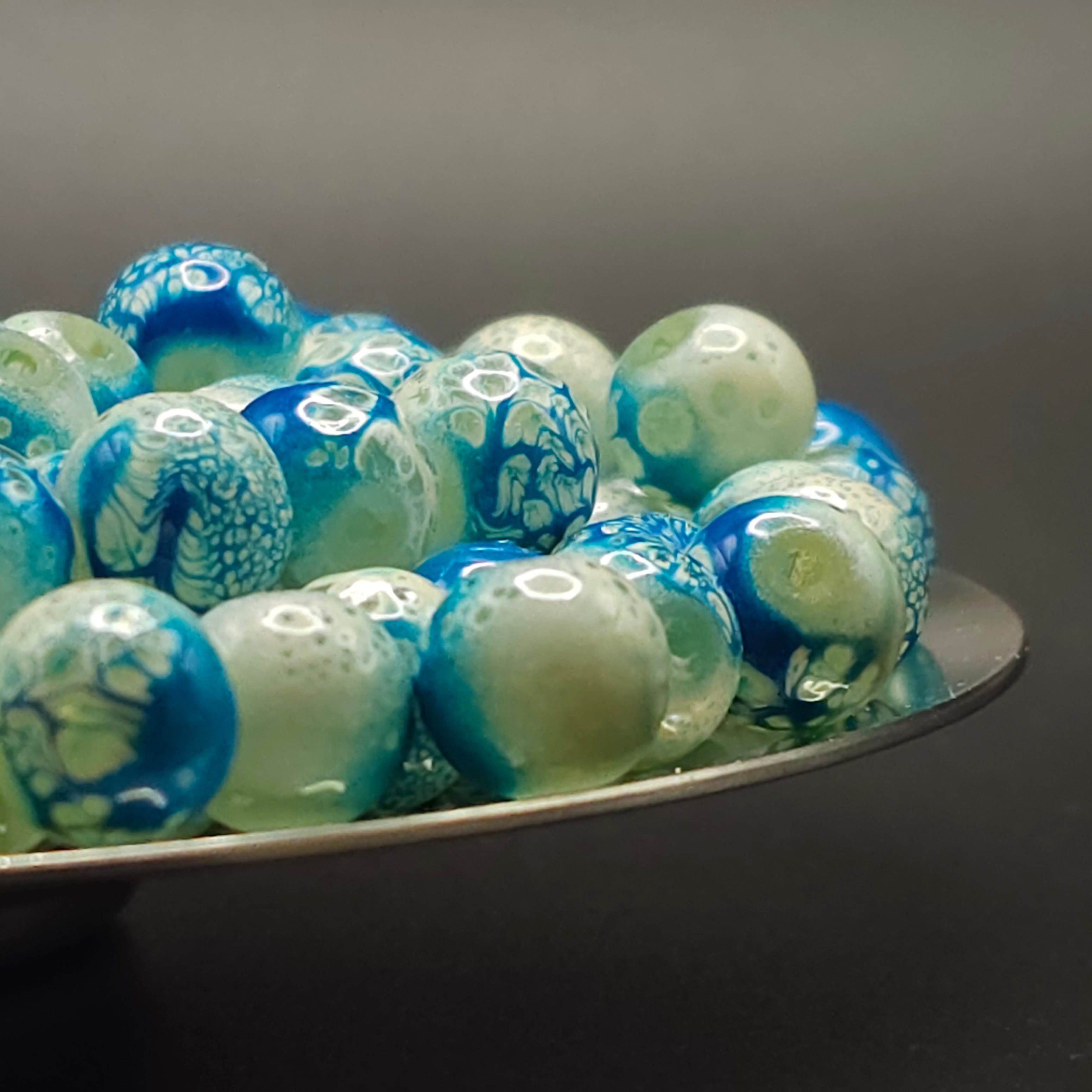 Cyan Premium Painted Glossy Glass Beads