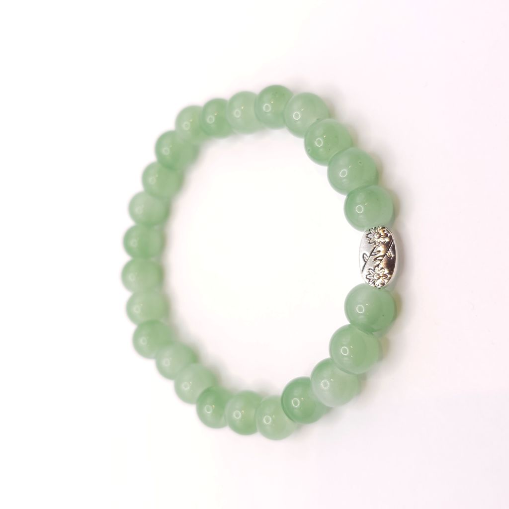 Emerald Green – Chalcedony Style Glass Bead Stretch Bracelet