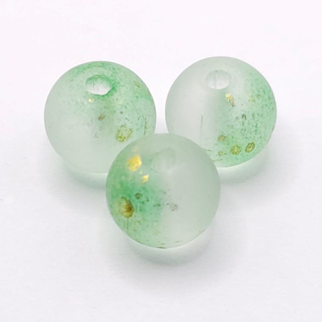 Fruit Green frosted glass beads with a matte finish. Fresh, lively and perfect for colourful handmade jewellery.