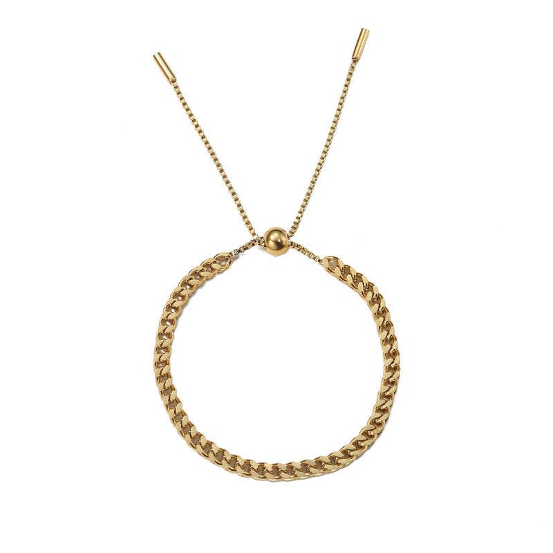 Gold chain bracelet on a white background