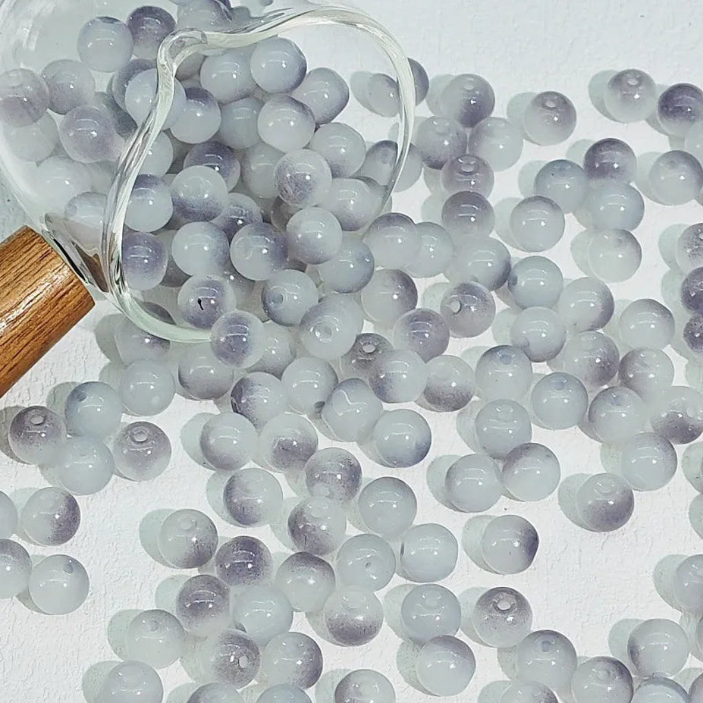 Grey gradient glossy beads with a polished shine. Modern and perfect for elegant handmade jewellery.