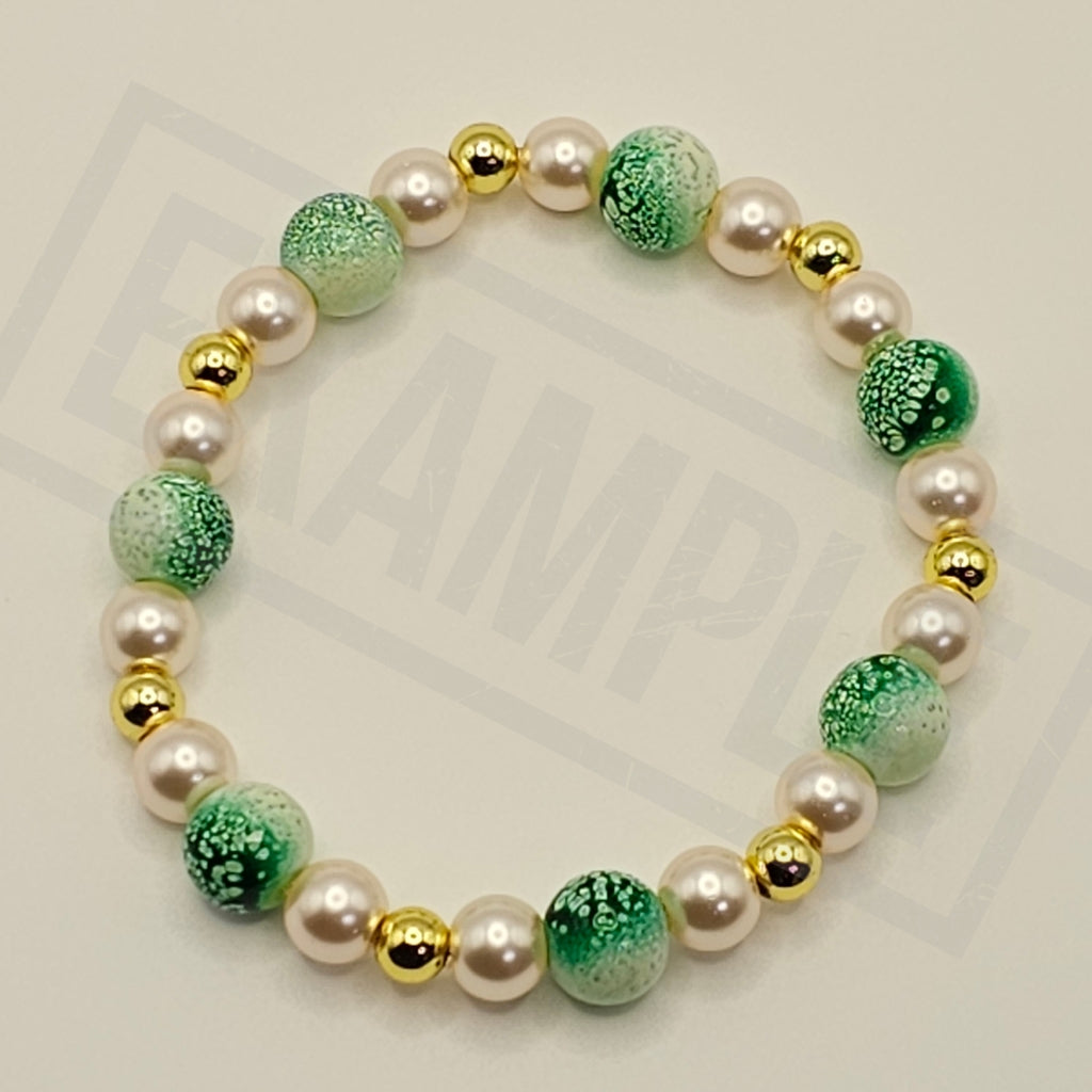 Mottled Green Premium Painted Transparent Glass Bead Stetch Bracelet