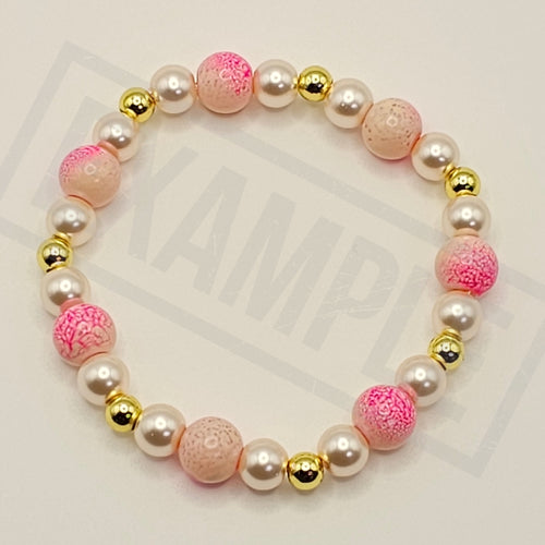 Hot Pink Premium Painted Transparent Glass Bead Bracelet
