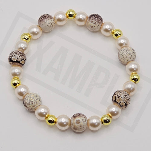 10mm Old Lace Premium Painted Glossy Glass Beads
