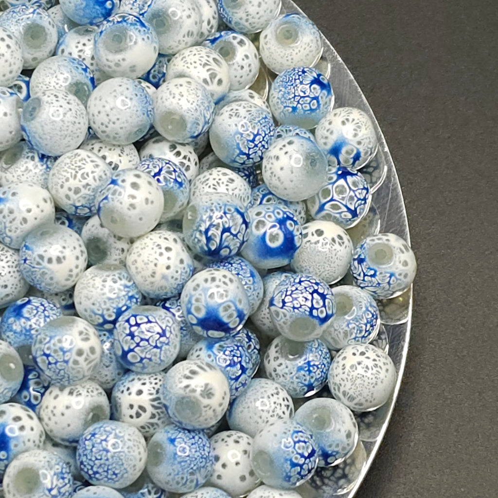 8mm Royal Blue Premium Painted Glossy Glass Beads