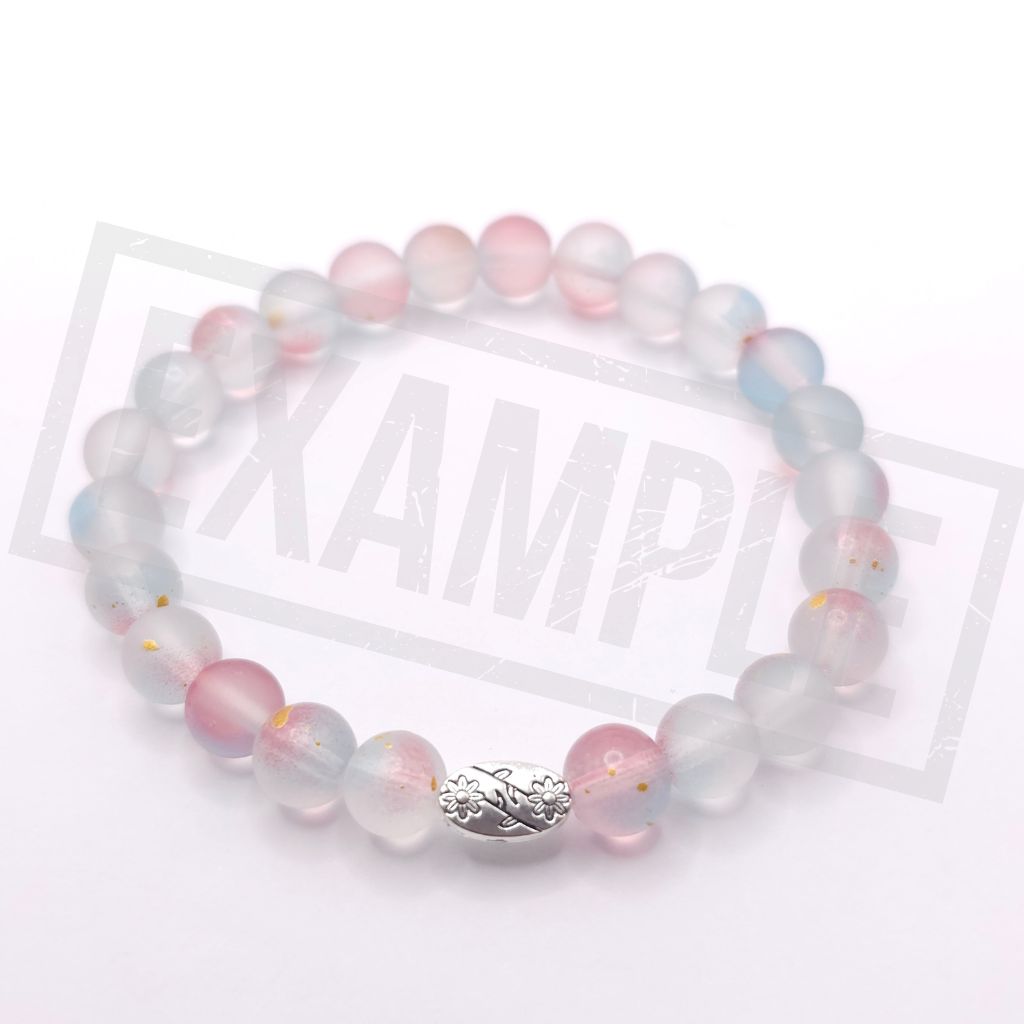 Water Foam Blue frosted glass bead bracelet with a matte finish. Fresh, calming and perfect for ocean‑inspired jewellery.